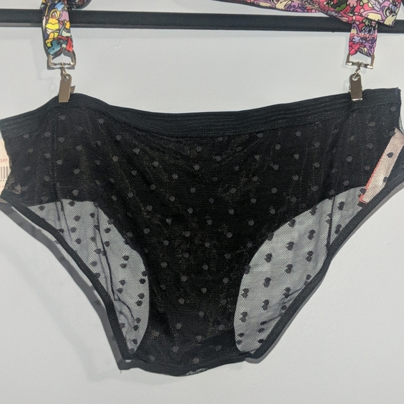 Black Bikini cotton lace with mesh panties - Picture 2 of 4